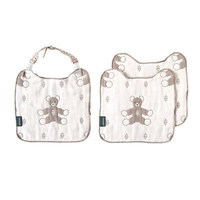 10mois SOULEIADO Flauschiger Musselin Clip Taschentuch Lätzchen Set Mon Nunus Braun - (6-lagige Gaze) & 3-teilig