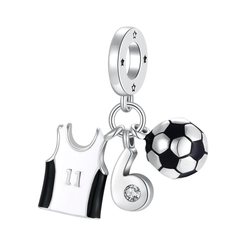 925 Silver Badminton Dumbbell Soccer I Love Sports Pendant Charms Bead fit Original Pendant Bracelet DIY Women Jewelry