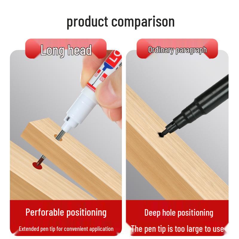 Aowa Long-Tip Deep Hole Black Marker - Oil-Based & Waterproof for Woodworking & Ceramics