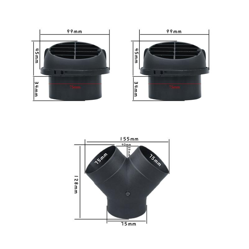Warm Heater Duct Pipe Air Outlet Y/T-Shaped T E E Telescopic Hose For Ropex Diesel Heater Exhaust Pipe Product Accessories