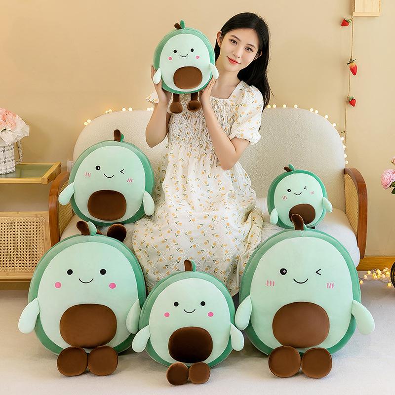 Cute Avocado Pillow Doll Cartoon Fruit Doll Sleeping with Plush Toys Girl Doll on Bed