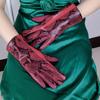 Fleece Lined Winter Warm Gloves Faux Animal Leather Faux Suede Gloves  For Driving Riding