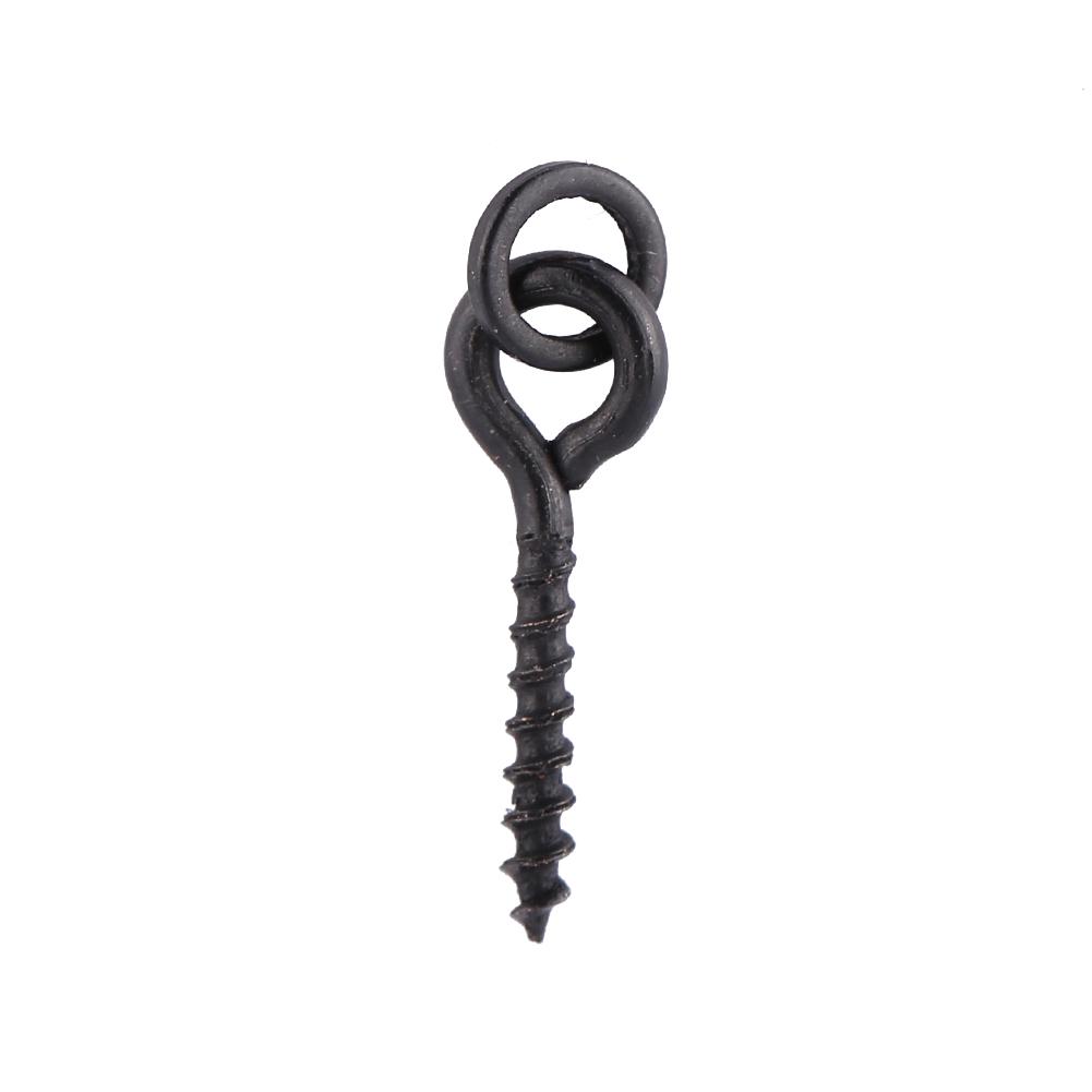 Steel Fishing Bait Screw with Link Buckle, Terminal Hardware Accessories for -Shaped Lures, Fishing Line Connection 10 Pieces