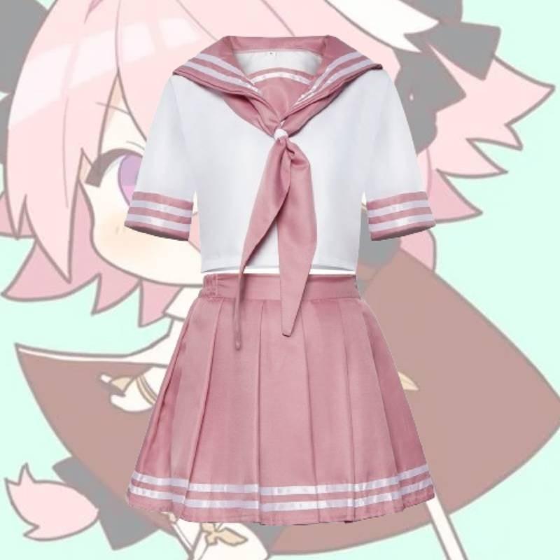 Fate Astolfo Cosplay Sailor Uniform With Butterfly Bow Japanese Student Socks