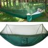 Dvojitá / Jednoduchá prenosná kempingová cestovná hojdacia sieť so závesnou posteľou a sieťkou proti komárom (Tmavozelený)