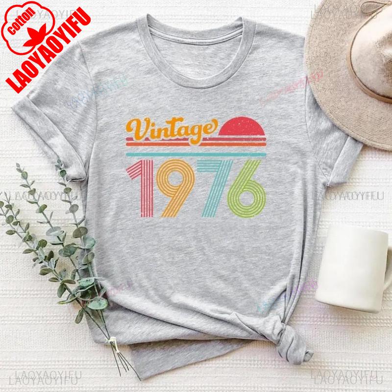 Προσαρμοσμένο 50ο Limited Edition Vintage Δώρο Γενεθλίων Υψηλής Ποιότητας Βαμβακερό Μπλουζάκι Έτος 1976 Unisex Street Fashion Hipster Κοντομάνικο