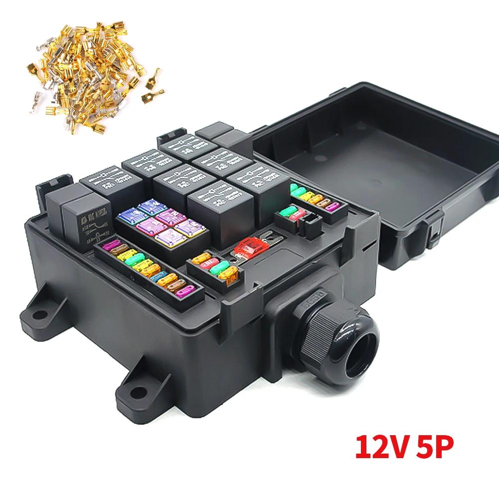 Car Relay Socket Black Box Blade Fuse Holder Automotive RV Multi-way Lighting Audio Modification Control Terminal Recreation