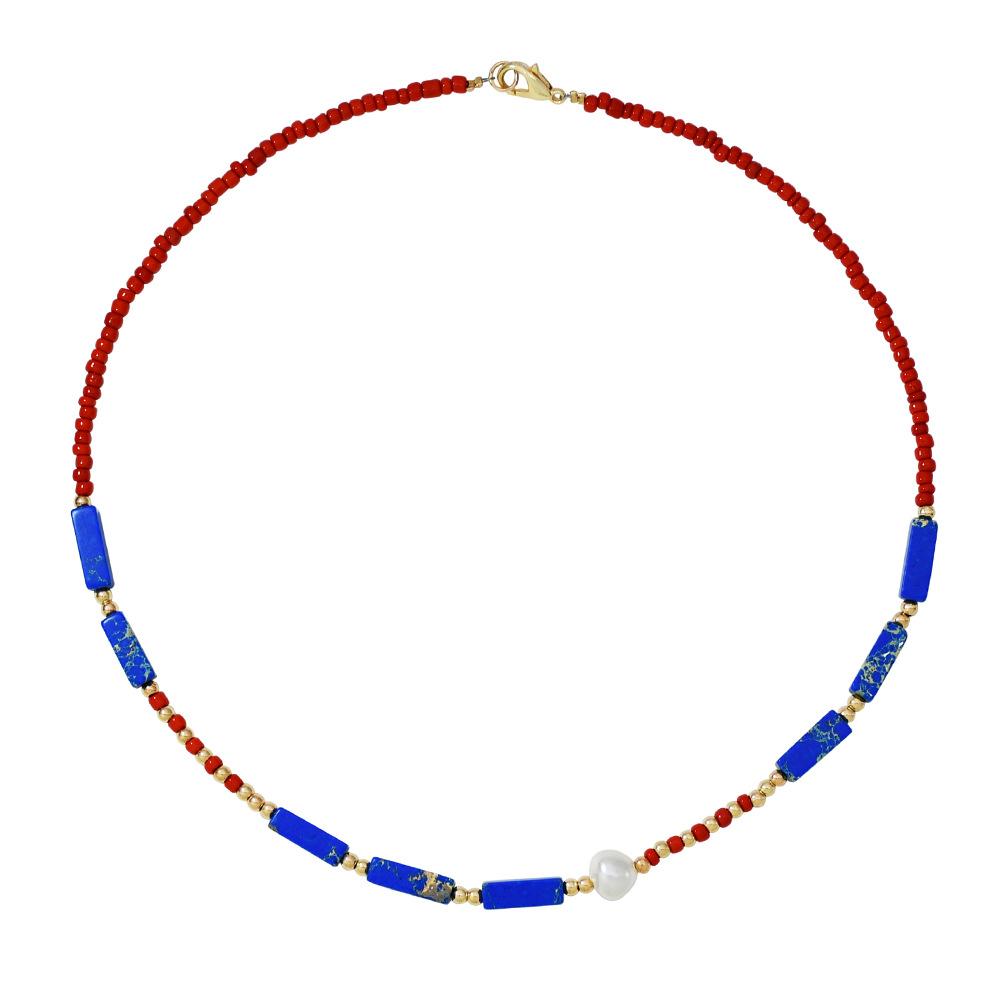 Handmade Beaded Necklace Versatile Women's Colorful Agate Multiple Layered Collar Chains