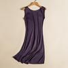 Robe Longue Sans Manches Élégante pour Femme en Soie de Mûrier avec Ourlet Large - Couleur Unie, Grande Taille pour le Trajet Quotidien