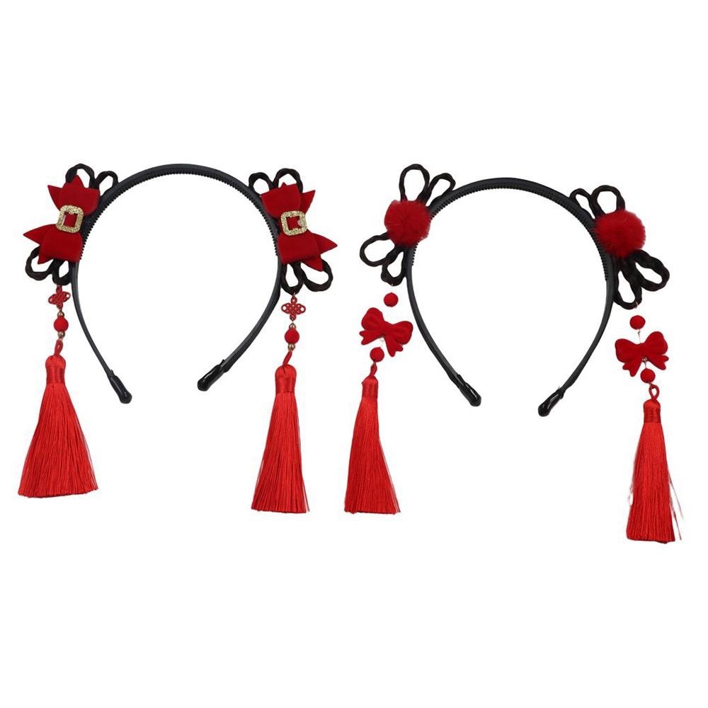 

Braid Hair Children Wig Headband Flower Hanfu Hair Sticks Chinese New Year Headwear Children E