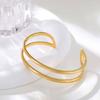 Vnox Minimalist Stainless Steel Double Cuff Bracelet, Geometric Aesthetics Gold Plated Bangles, Women's Hand Arm Jewelry Gifts