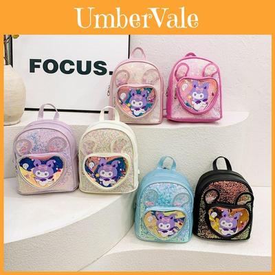 Kuromi Cartoon Pattern Backpack With Glitter Sequin For Kindergarten Kids