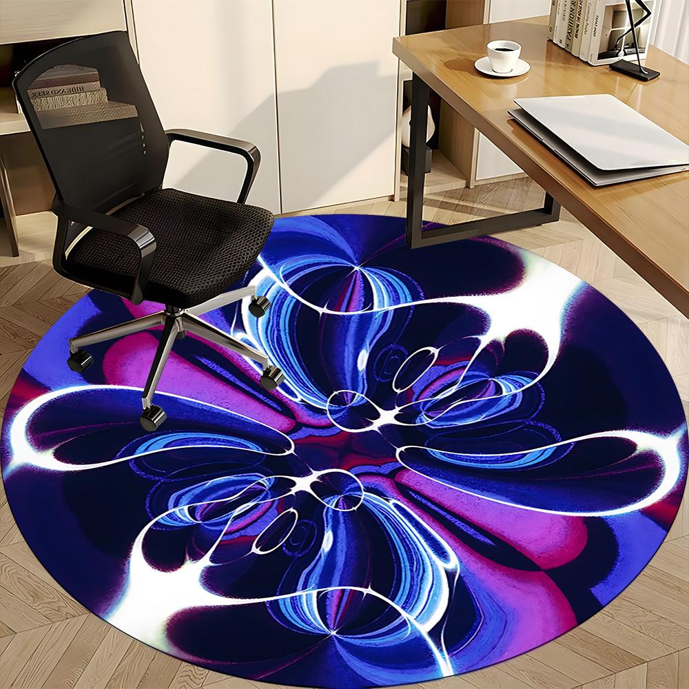 1PC Abstract Artwork Office Round Rug, Non slip, Soft and Durable Office Rug for Interior Decoration, Perfect for Office