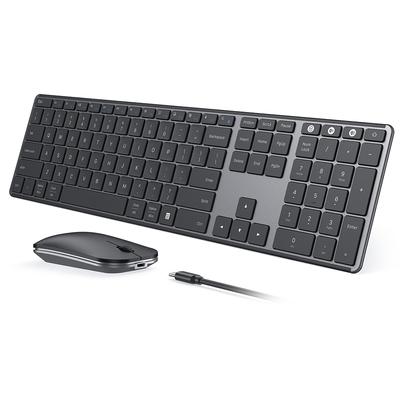Combo de teclado y ratón inalámbricos Bluetooth, recargables, para múltiples dispositivos, teclado y ratón delgados para Windows 8, 10, Macbook Pro, Air, iPad