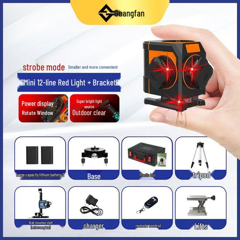 Mini High Precision Laser Level with 12 Red Light Lines and Automatic Wall Alignment