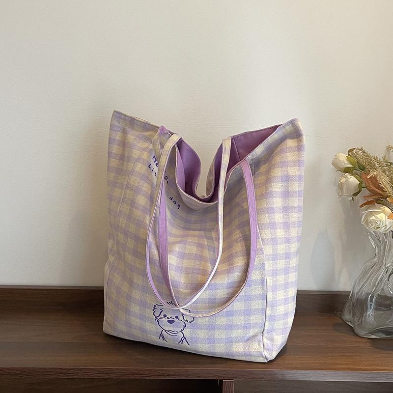 

College students simple casual canvas shoulder armpit bag women s summer new large-capacity tote bag фіолетовий