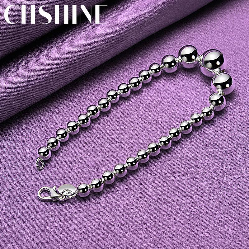 CHSHINE 925 Sterling Silver Beaded Chain Bracelet For Women Men Wedding Party Fashion Charm Jewelry