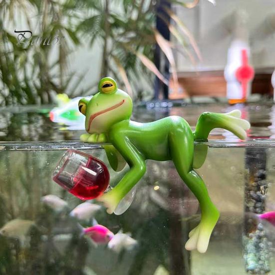 Mini Frog Figurine for Home Miniature Planter Decoration Resin Flower Pot Hugger Waterproof Garden Decor Statue Edge Lover Present