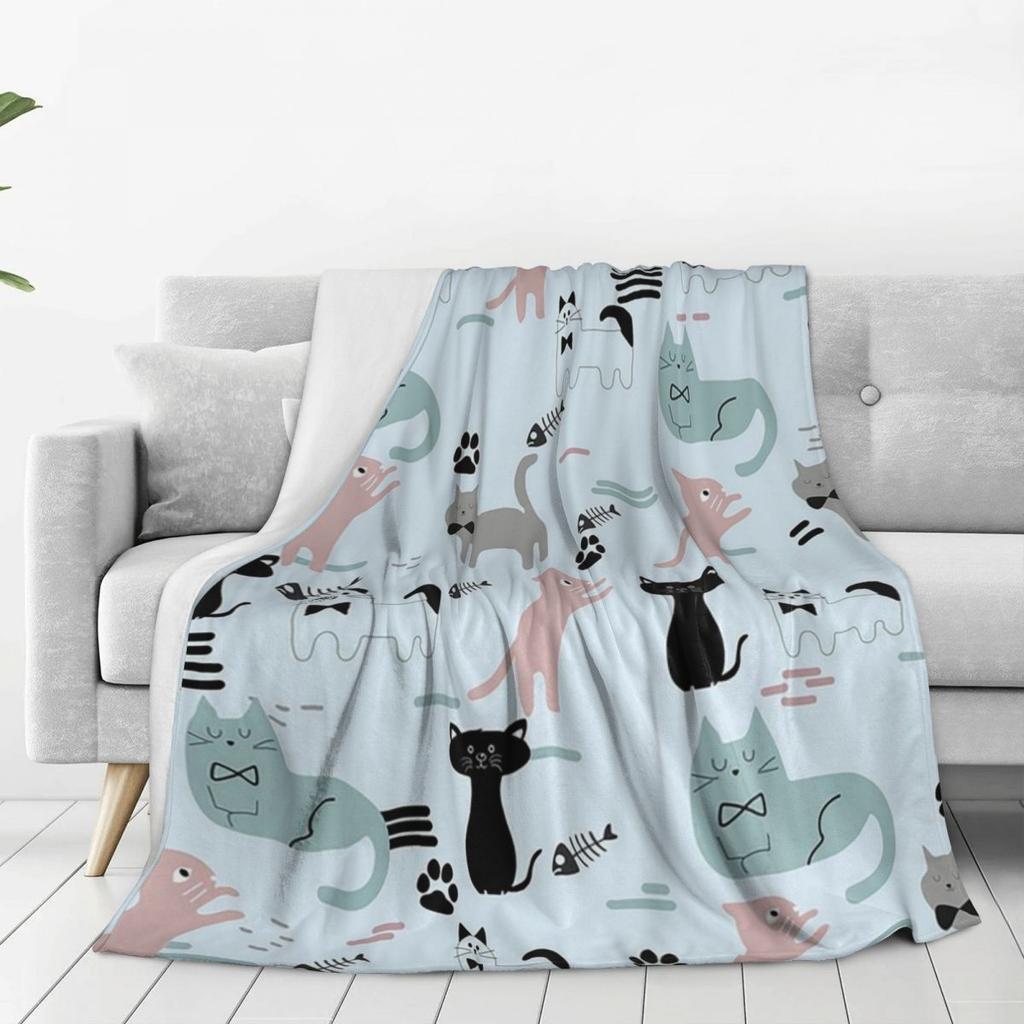 Cat Kitten Poses Lovely Yoga Blankets Soft Warm Flannel Throw Blanket Cover for Bed Living room Picnic Travel Home Couch