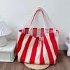 Große Canvas-Henkeltasche Damen Sommer Streifen Einfache Damen Freizeit-Handtasche Outdoor-Umhängetasche