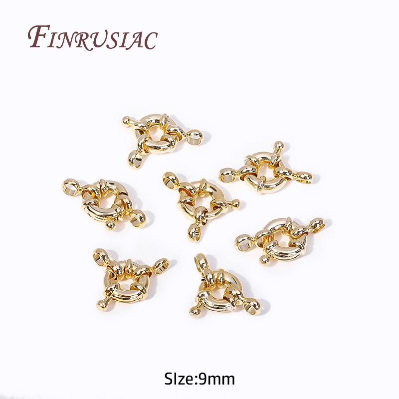 14k Gold Plated Brass Metal Jewelry Clasps Fasteners DIY Handmade Necklace Accessories 9/11.5/15MM Carabiner Spring Ring Clasps