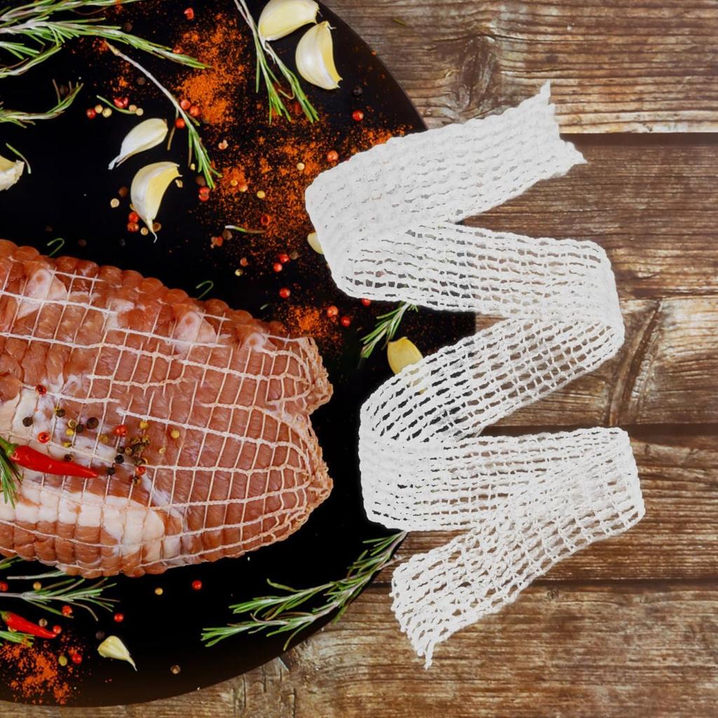 DOITOOL 4 Meat Netting Roll Size 16, Cotton Ham Sock for Sausage Making, Elastic Butchers Twine Cooking String Food Net, Poultry Meats Cooking,
