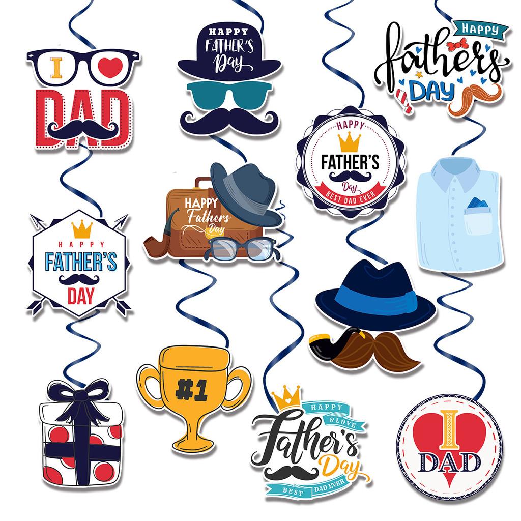 Father Theme Day Trophy Hat Gift Pattern Party Paper Hanging Decoration Pendant