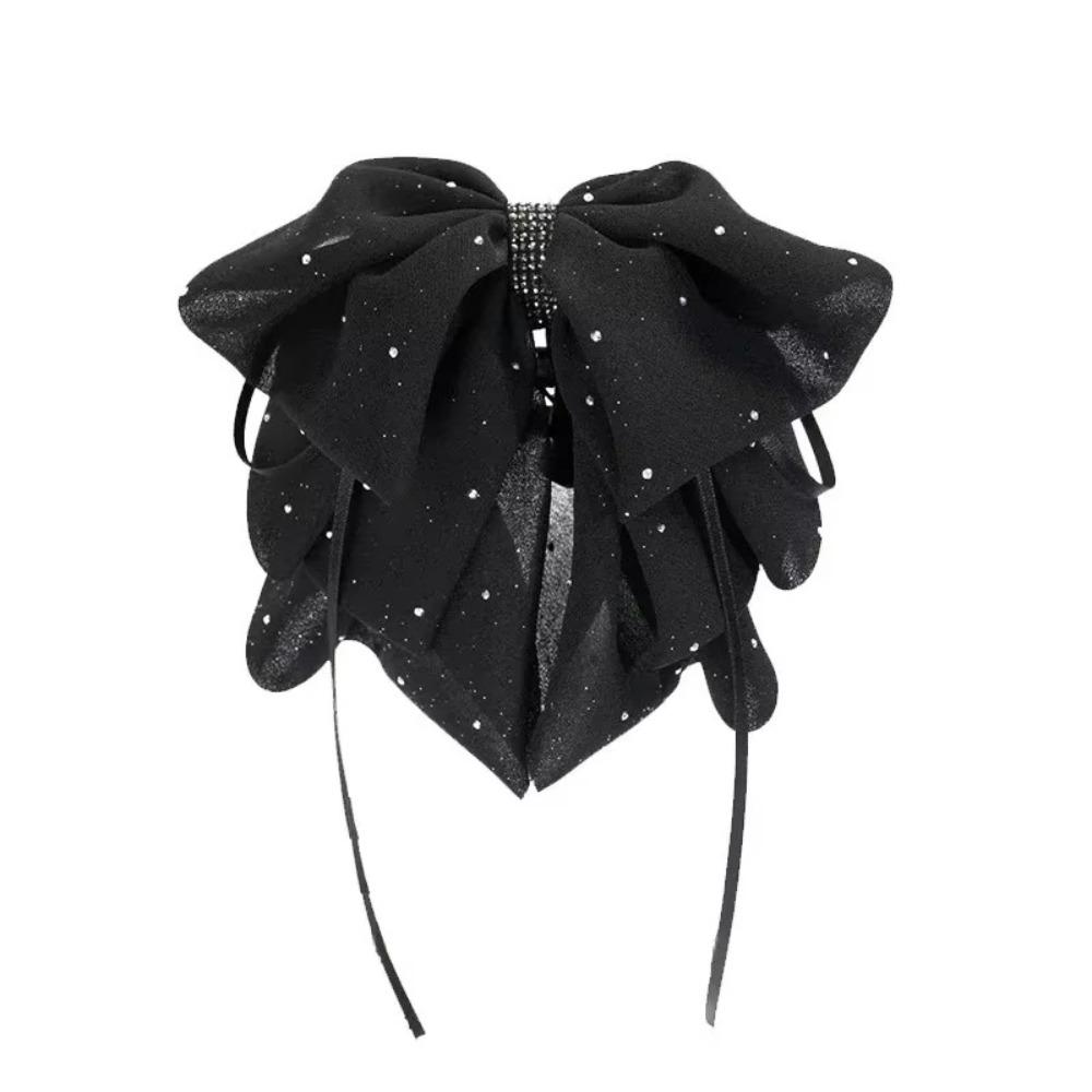 

Зажим для волос «Бабочка» с лентой, ретро-заколка для волос чёрный