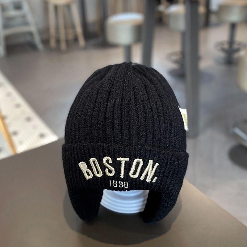 1Pcs Winter Letter Baby Knit Hat Solid Color Embroidered Warm Toddler Beanie Cap Kids Crochet Hats Bonnet Mountaineering Hat