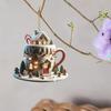 Coffee Cup Christmas Tree Ornaments 2D Acrylic Winter Snow House Hot Chocolate Mug Shape Hanging Decoration for Tree Decor