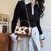 Women's Cow Print Shoulder Bag  Trend All-match Shoulder Bag Chain Handbag Female Fashion Texture Mobile Phone Bag