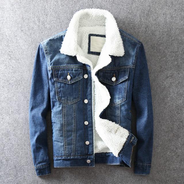 XS-5XL Men Winter Jacket Fleece Lined Outerwear Coat Fuax Fur Jacket Mens Thick Warm Denim Jackets