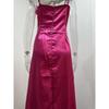 Women Satin One Shoulder Cowl Neck Maxi Dress Ruched High Slit Bodycon Slim Fit Elegant Evening Prom Party Formal Gown Multi Color