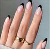 Almond Stiletto Black French Water Drop False Nail Tips