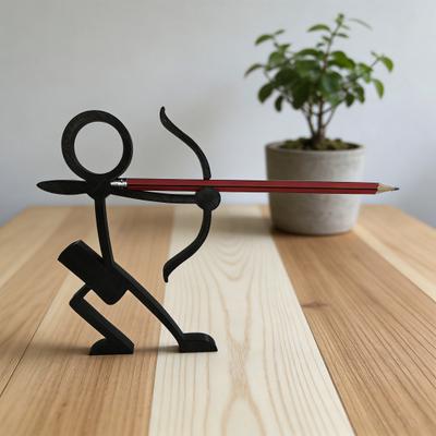 Soporte para Bolígrafos con Figura de Línea Impresa en 3D Soporte de Escritorio para Lápices Figura de Guerrero Line Art para Decoración de Escritorio en Casa Oficina Estudiantes Amantes de los Juegos
