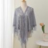 Elegant Lace Fringed Shawl Breathable Hollowout Designs Shoulder Wrap Perfect for Spring and Outdoor Activity Fashion
