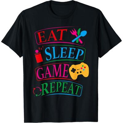 Eat Sleep Game Repeat Funny Gamer Quote Tee T-Shirt