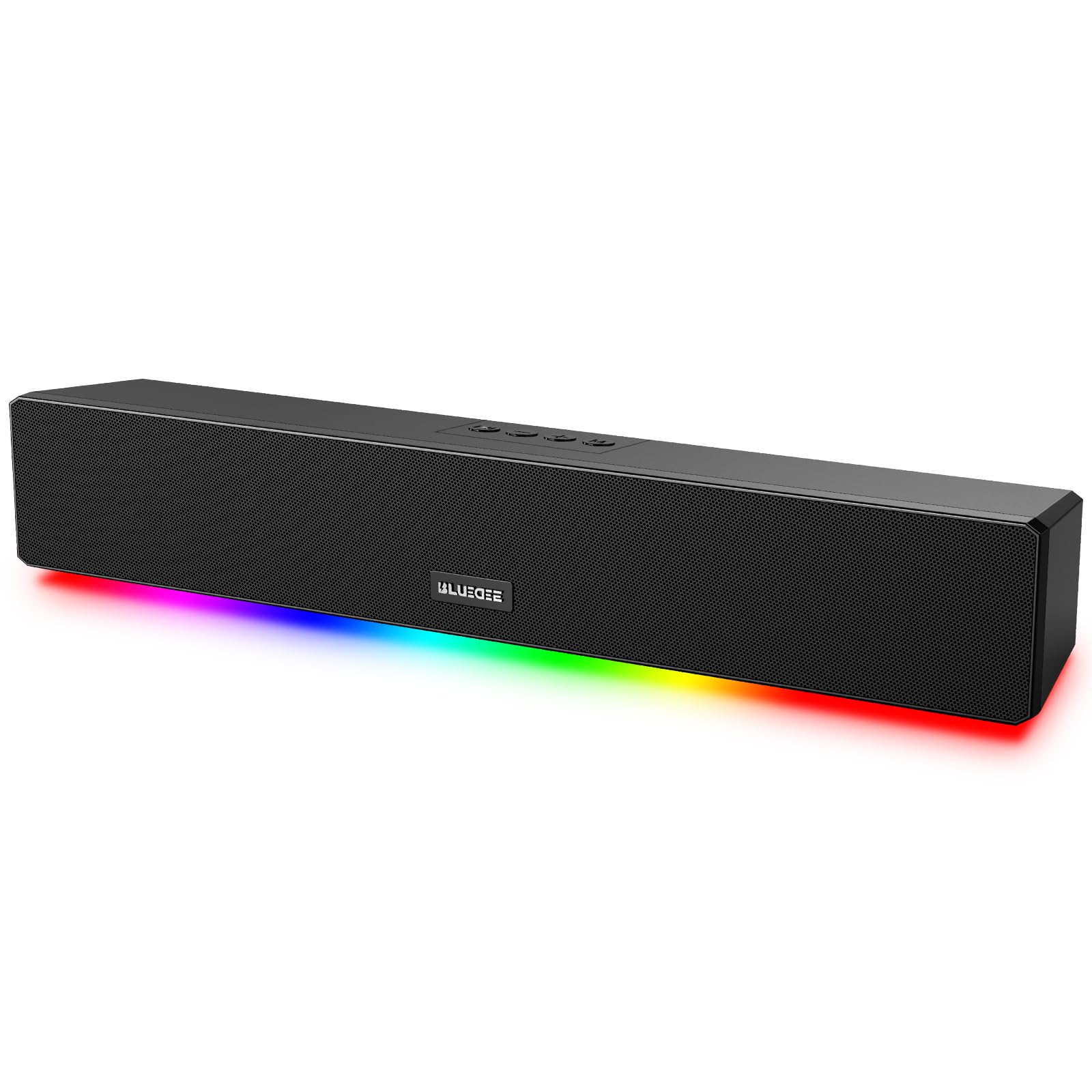 

Компьютерный динамик Bluedee, Игровой динамик, Стереозвук, Подключение Bluetooth и AUX, Звуковая панель для ПК, 4 режима подсветки, Встроенный аккумулятор 3600 мАч, 6 часов работы