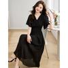 Ottif Elegant V-neck Flare Sleeve Midi Dress