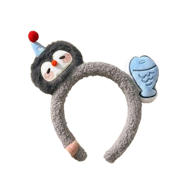 Creative Penguin Fish Plush Headband: Cute & Adorable Cartoon Hair Accessory for Girls – Perfect for Photos, Face Wash, or Fun!