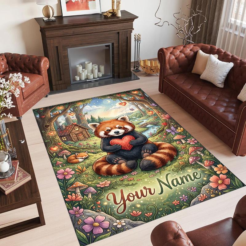 Valentine Love Theme Crystal Velvet Rug Personalized Custom Name Text Soft Floor Mat Home Decor