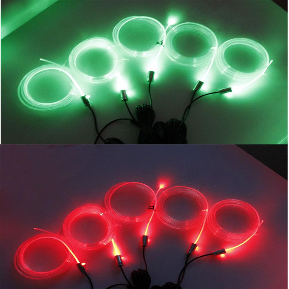 12V 5in1 LED 6M Optical Fiber Car SUV Decor Neon EL Strip Light Atmosphere Lamp