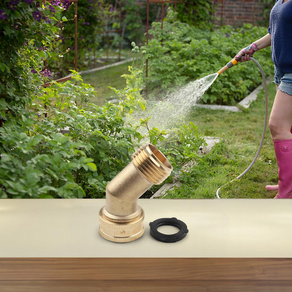 Angled Hose Fitting with 1/1 Inch GHT Thread and 11 Degree Brass Construction for Lawn and Garden Applications