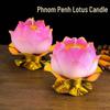Gold-Edged Floating Lotus Candle for Offerings: Ghee Lamp with Heart-Shaped Silicone Base
