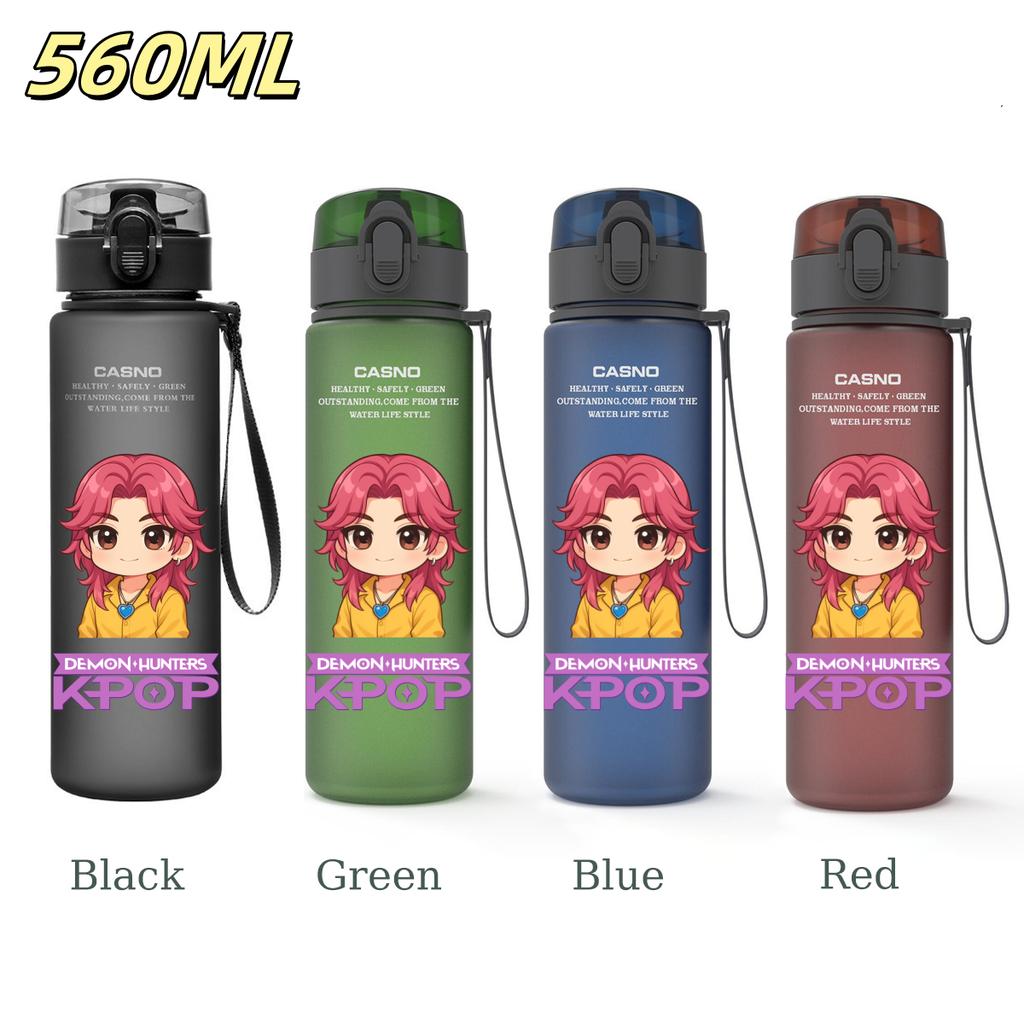 560ML KPop Demon Hunters Plastic Cartoon Pattern Water Cup Tall Superior Quality Children Outdoor Sports Drinking Water Bottle Birth Date Present