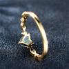 Cute Female Water Blue Zircon Stone Ring Trendy Yellow Gold Color Heart Engagement Bride Wedding Jewelry For Women