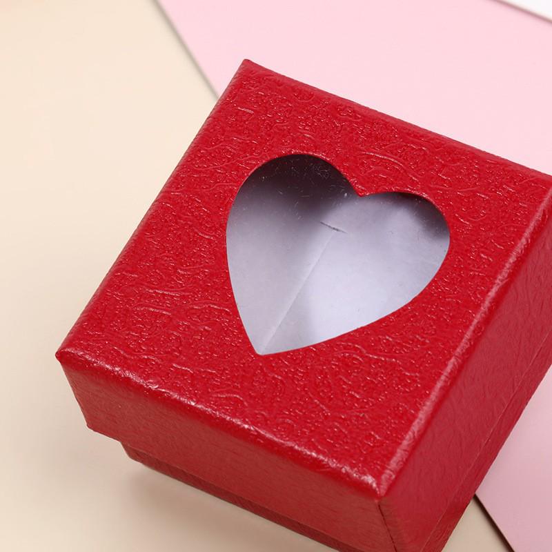 Průhledná dárková krabička na šperky ve tvaru srdce na prsteny a náušnice