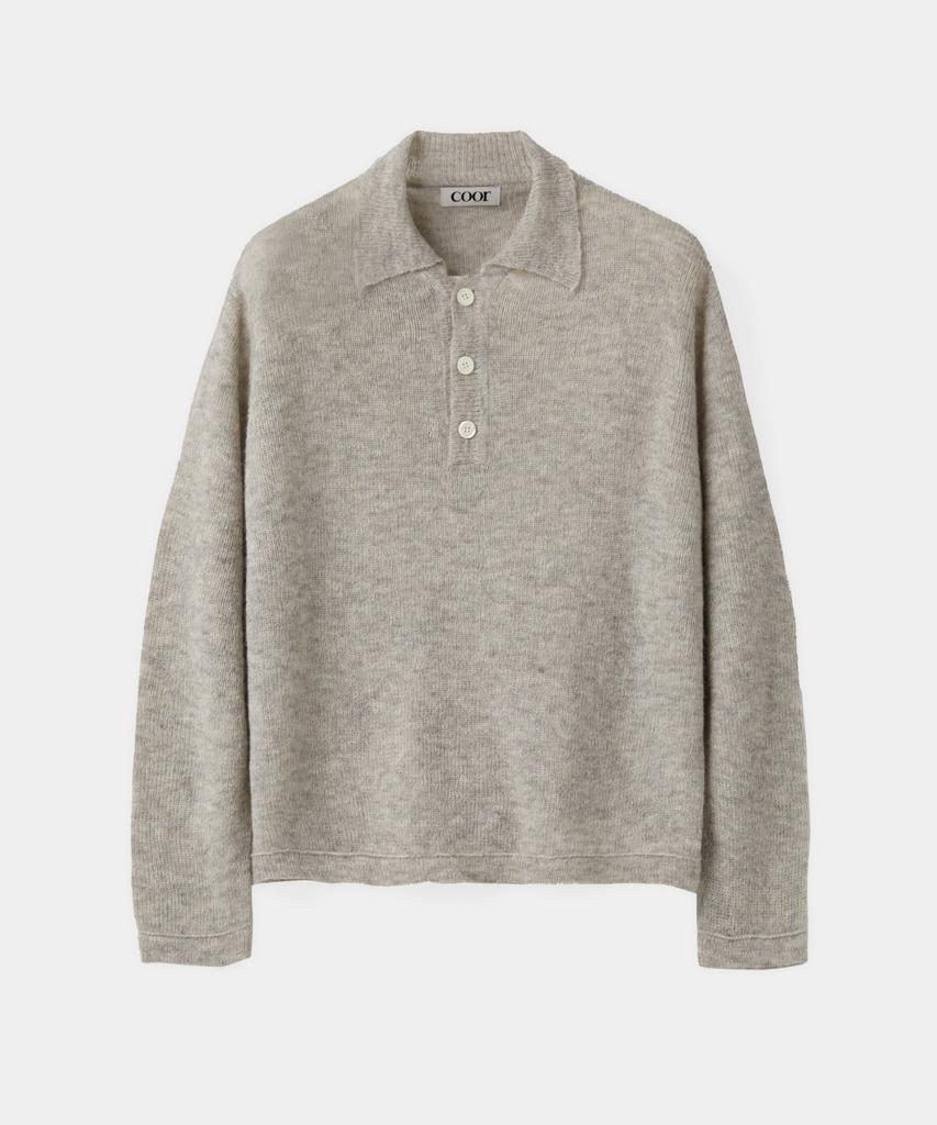 Kueo Airy Alpaca Collar Knit (Melange Grey)