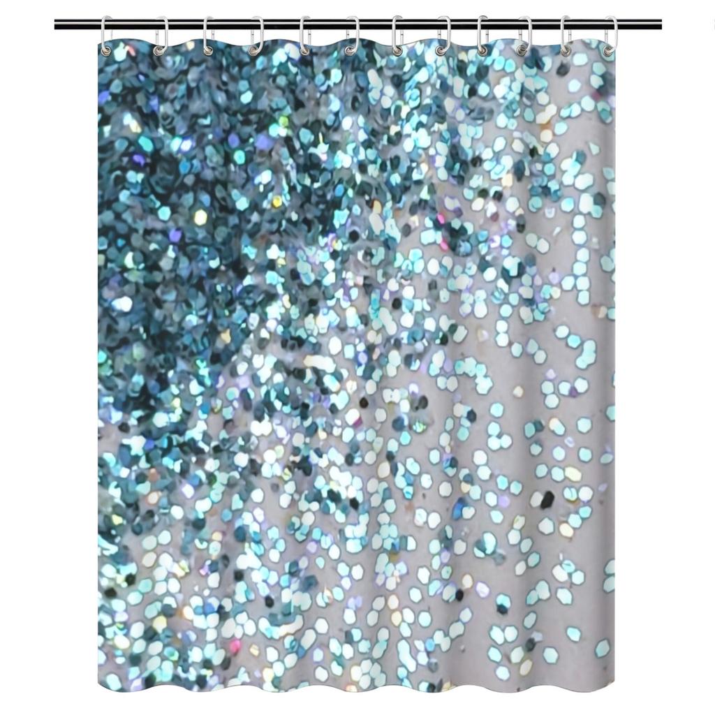 Abstract Blue Bokeh Glitter Watercolor Splash Shower Curtain Waterproof Liner 90x180cm Bathroom Decoration Modern Home Decor Gif