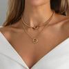 SHIXIN Vintage DoubleLayered Hollow Round Charm Necklace Women Simple Gold Color Adjustable Metal Choker Chain Accessory Jewelry